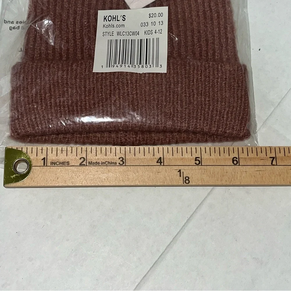 LC Lauren Conrad Kid’s‎ Ribbed Knit Rose Beanie Hat New with Tags